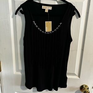 MICHAEL Michael Kors Black Fringe Sleeveless Tank Top